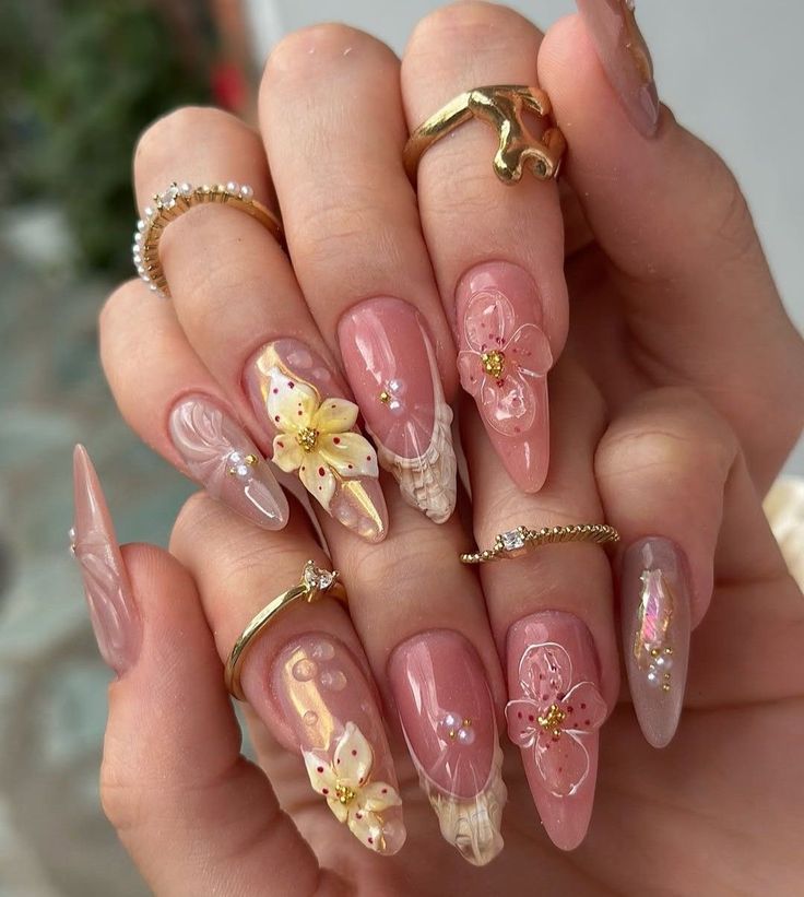 Minimalist nude nails with delicate line art