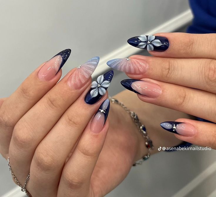 Elegant French manicure with gold accents